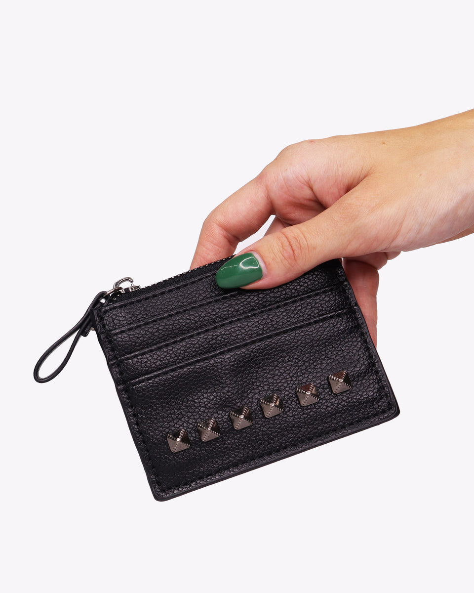 Valentino Rockstud Leather Zip Coin Purse/Card Holder