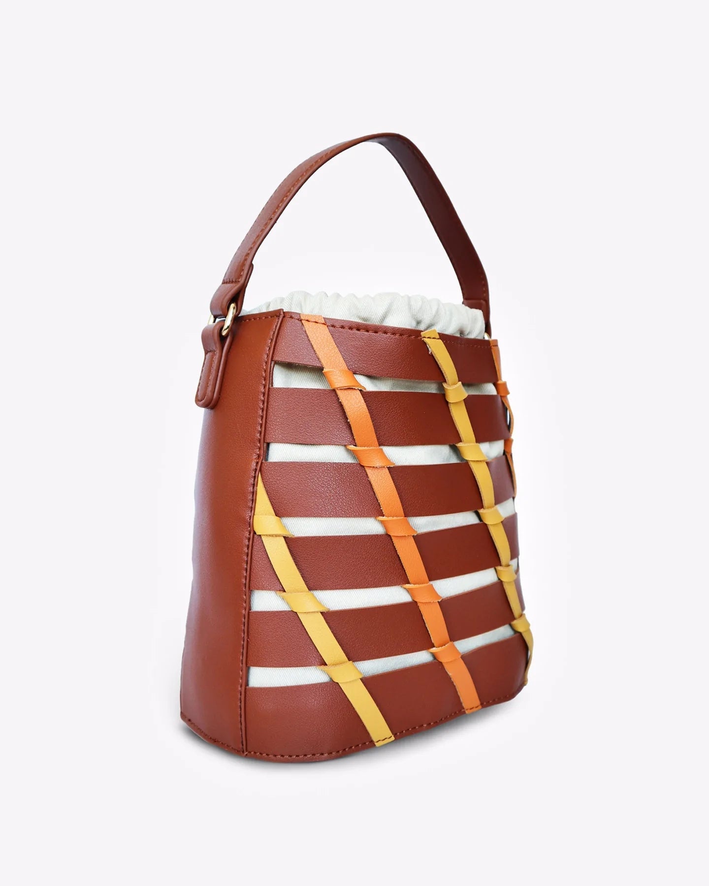 Mersi Kara Woven Crossbody Bucket & Top Handle Bag - Cognac/yellow/orange :  Target